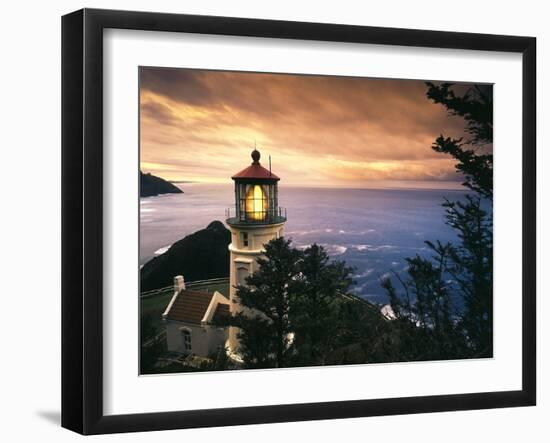 View of Heceta Head Lighthouse at Sunset, Oregon, USA-Stuart Westmorland-Framed Premium Photographic Print