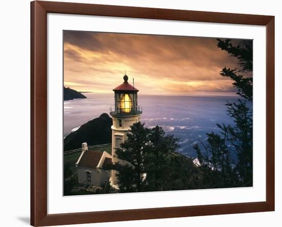 View of Heceta Head Lighthouse at Sunset, Oregon, USA-Stuart Westmorland-Framed Photographic Print