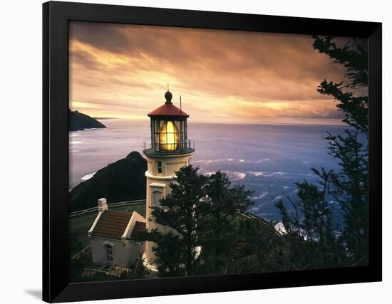 View of Heceta Head Lighthouse at Sunset, Oregon, USA-Stuart Westmorland-Framed Photographic Print