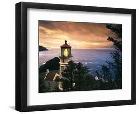 View of Heceta Head Lighthouse at Sunset, Oregon, USA-Stuart Westmorland-Framed Photographic Print