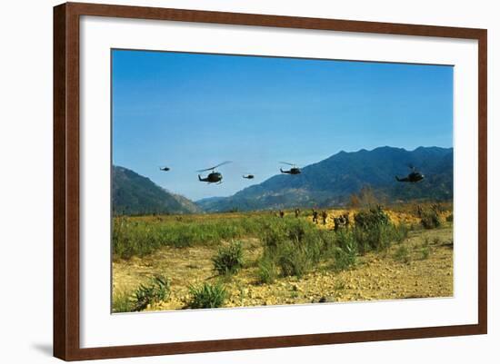 View of Helicopters Landing-null-Framed Photographic Print