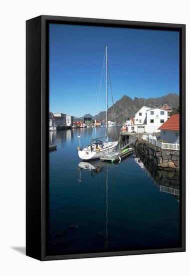 View of Henningsvaer Harbour, Lofoten Islands, Nordland, Norway, Scandinavia, Europe-Ethel Davies-Framed Stretched Canvas