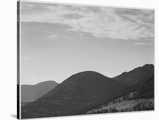 View Of Hill With Trees Clouded Sky "In Rocky Mountain National Park" Colorado 1933-1942-Ansel Adams-Stretched Canvas