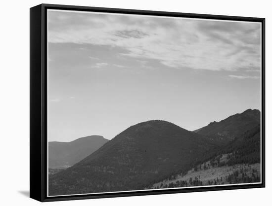 View Of Hill With Trees Clouded Sky "In Rocky Mountain National Park" Colorado 1933-1942-Ansel Adams-Framed Stretched Canvas