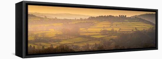 View of hilltop Riber Castle during winter at sunset, Riber, Matlock, Derbyshire-Frank Fell-Framed Stretched Canvas