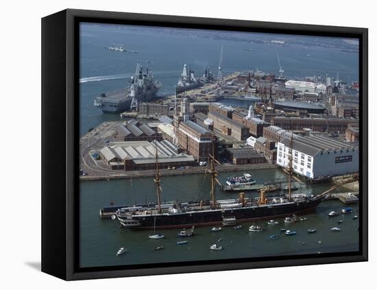 View of Historic Docks from Spinnaker Tower, Portsmouth, Hampshire, England, United Kingdom, Europe-Ethel Davies-Framed Stretched Canvas