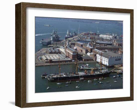 View of Historic Docks from Spinnaker Tower, Portsmouth, Hampshire, England, United Kingdom, Europe-Ethel Davies-Framed Photographic Print