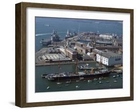 View of Historic Docks from Spinnaker Tower, Portsmouth, Hampshire, England, United Kingdom, Europe-Ethel Davies-Framed Photographic Print