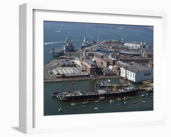 View of Historic Docks from Spinnaker Tower, Portsmouth, Hampshire, England, United Kingdom, Europe-Ethel Davies-Framed Photographic Print