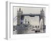 View of HMS London Sailing Beneath Tower Bridge, London, 1988-null-Framed Premium Photographic Print