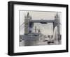 View of HMS London Sailing Beneath Tower Bridge, London, 1988-null-Framed Photographic Print