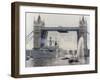 View of HMS London Sailing Beneath Tower Bridge, London, 1988-null-Framed Photographic Print