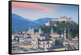 View of Hohensalzburg Castle above The Old City, UNESCO World Heritage Site, Salzburg, Austria, Eur-Jane Sweeney-Framed Stretched Canvas