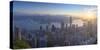 View of Hong Kong Island Skyline at Dawn, Hong Kong, China-Ian Trower-Stretched Canvas
