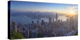 View of Hong Kong Island Skyline at Dawn, Hong Kong, China-Ian Trower-Stretched Canvas