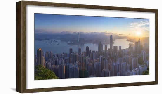 View of Hong Kong Island Skyline at Dawn, Hong Kong, China-Ian Trower-Framed Photographic Print