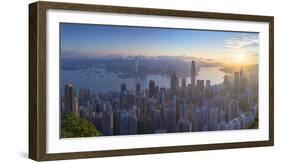 View of Hong Kong Island Skyline at Dawn, Hong Kong, China-Ian Trower-Framed Photographic Print