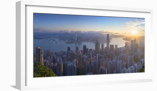 View of Hong Kong Island Skyline at Dawn, Hong Kong, China-Ian Trower-Framed Photographic Print