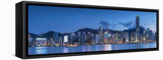 View of Hong Kong Island Skyline at Sunset, Hong Kong-Ian Trower-Framed Stretched Canvas