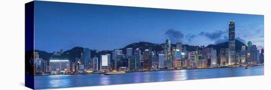 View of Hong Kong Island Skyline at Sunset, Hong Kong-Ian Trower-Stretched Canvas