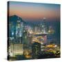 View of Hong Kong Victoria Harbour at Night-Tuimages-Stretched Canvas