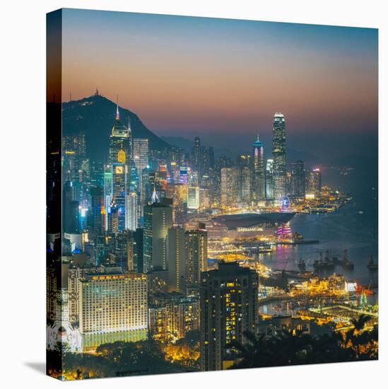 View of Hong Kong Victoria Harbour at Night-Tuimages-Stretched Canvas