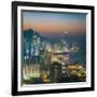 View of Hong Kong Victoria Harbour at Night-Tuimages-Framed Photographic Print