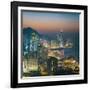 View of Hong Kong Victoria Harbour at Night-Tuimages-Framed Photographic Print