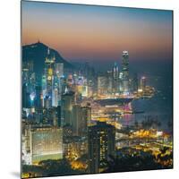 View of Hong Kong Victoria Harbour at Night-Tuimages-Mounted Photographic Print