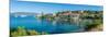 View of hotels overlooking Fiscardo harbour, Fiscardo, Kefalonia, Ionian Islands, Greek Islands-Frank Fell-Mounted Photographic Print