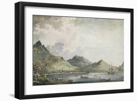 View of Huahine Island, Society Islands,. Polynesia, 18th Century-null-Framed Premium Giclee Print