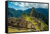 View of Huayna Picchu and Machu Picchu Ruins, UNESCO World Heritage Site, Peru, South America-Laura Grier-Framed Stretched Canvas