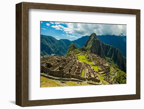 View of Huayna Picchu and Machu Picchu Ruins, UNESCO World Heritage Site, Peru, South America-Laura Grier-Framed Photographic Print