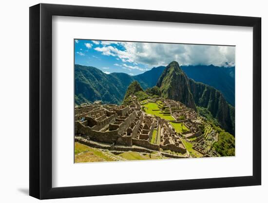 View of Huayna Picchu and Machu Picchu Ruins, UNESCO World Heritage Site, Peru, South America-Laura Grier-Framed Photographic Print