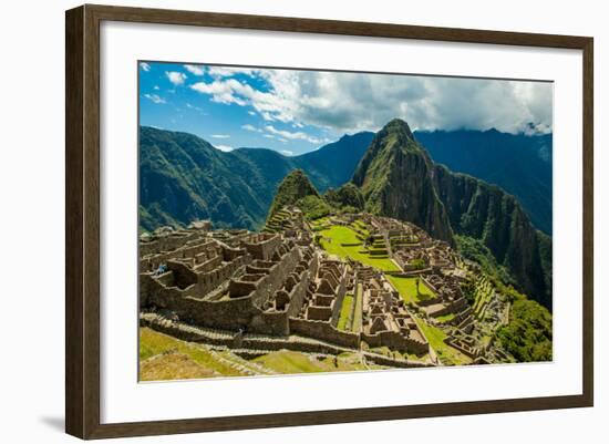 View of Huayna Picchu and Machu Picchu Ruins, UNESCO World Heritage Site, Peru, South America-Laura Grier-Framed Photographic Print