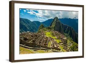 View of Huayna Picchu and Machu Picchu Ruins, UNESCO World Heritage Site, Peru, South America-Laura Grier-Framed Photographic Print