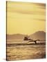 View of Humpback Whale Tail and Fishing Boat, Inside Passage, Alaska, USA-Stuart Westmoreland-Stretched Canvas