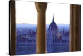 View of Hungarian Parliament Building from Fisherman's Bastion, Budapest, Hungary, Europe-Neil Farrin-Stretched Canvas