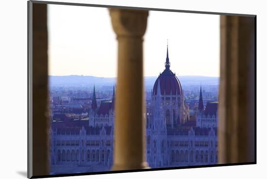 View of Hungarian Parliament Building from Fisherman's Bastion, Budapest, Hungary, Europe-Neil Farrin-Mounted Photographic Print