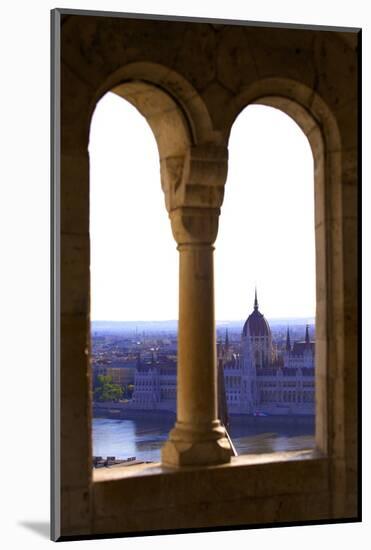 View of Hungarian Parliament Building from Fisherman's Bastion, Budapest, Hungary, Europe-Neil Farrin-Mounted Photographic Print