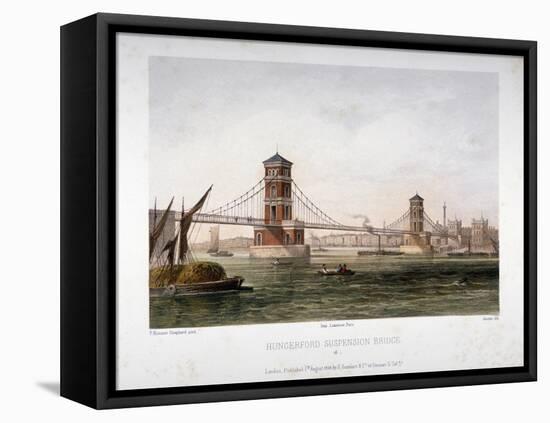 View of Hungerford Bridge from the East, London, 1854-Louis Julien Jacottet-Framed Stretched Canvas