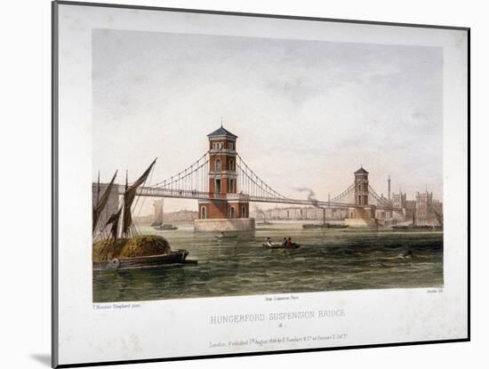 View of Hungerford Bridge from the East, London, 1854-Louis Julien Jacottet-Mounted Giclee Print