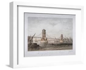 View of Hungerford Suspension Bridge and Boats on the River Thames, London, 1854-Louis Julien Jacottet-Framed Giclee Print