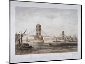 View of Hungerford Suspension Bridge and Boats on the River Thames, London, 1854-Louis Julien Jacottet-Mounted Giclee Print