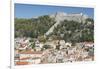 View of Hvar Main Square overlooked by Spanish Fortress, Hvar, Hvar Island, Dalmatia, Croatia-Frank Fell-Framed Photographic Print