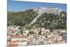 View of Hvar Main Square overlooked by Spanish Fortress, Hvar, Hvar Island, Dalmatia, Croatia-Frank Fell-Mounted Premium Photographic Print