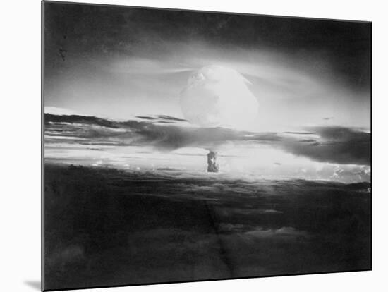 View of Hydrogen Bomb Mushroom Cloud Rising-null-Mounted Photographic Print