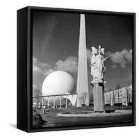 View of Iconic Perisphere and Trylon, Helicline and Statue "Victories at Peace" by John Gregory-Alfred Eisenstaedt-Framed Stretched Canvas