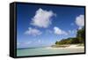 View of Idyllic Belle Mare Beach Showing Blue Sky-Lee Frost-Framed Stretched Canvas