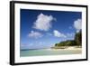 View of Idyllic Belle Mare Beach Showing Blue Sky-Lee Frost-Framed Photographic Print